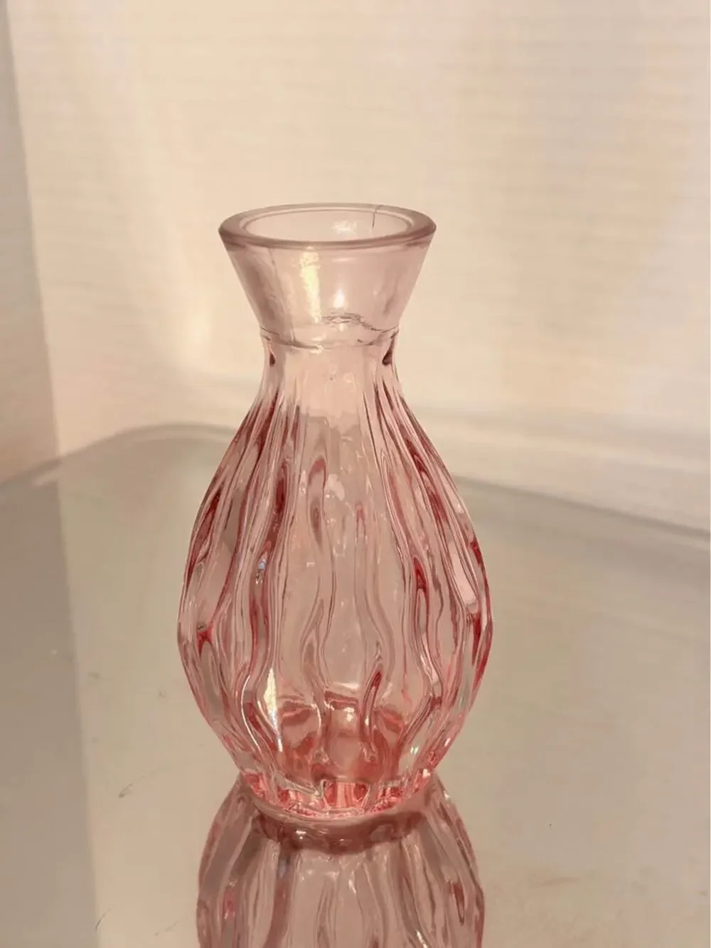 Pink Wavy Glass bud Vase